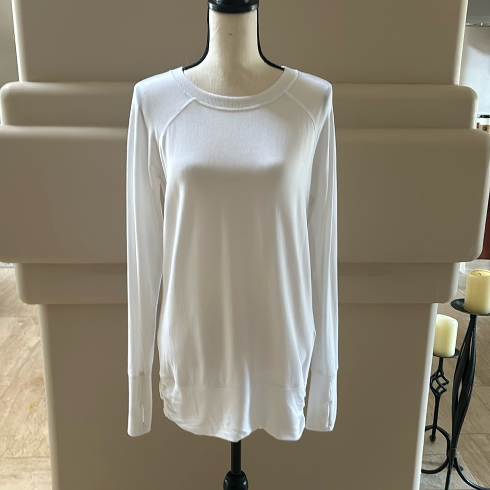 Athleta White Sweatshirt. CYA Length. Size Small. Like New. Bright White